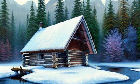 bob ross style oil painting of a log cabin by GiuseppeDiRosso on DeviantArt