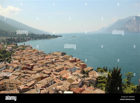 Rooftop View Of Malcesine Lake Garda Veneto Italy From Top Of