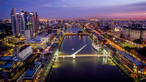 Puente De La Mujer Rotating Footbridge In Puerto Madero District Of