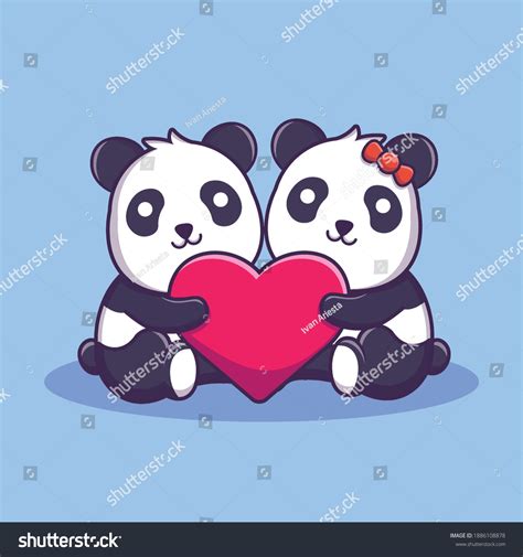 Cute Couple Panda Love Icon Cartoon Stock Vector Royalty Free 1886108878 Shutterstock