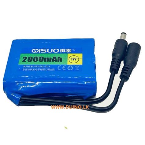 DC 12V 2000mAh Rechargeable Li-Battery Pack - Duinolk | The Biggest ...