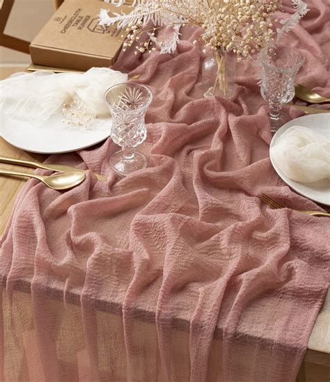 Vitalizart Dusty Rose Pink Cheesecloth Table Runner Ft Cheese Cloth