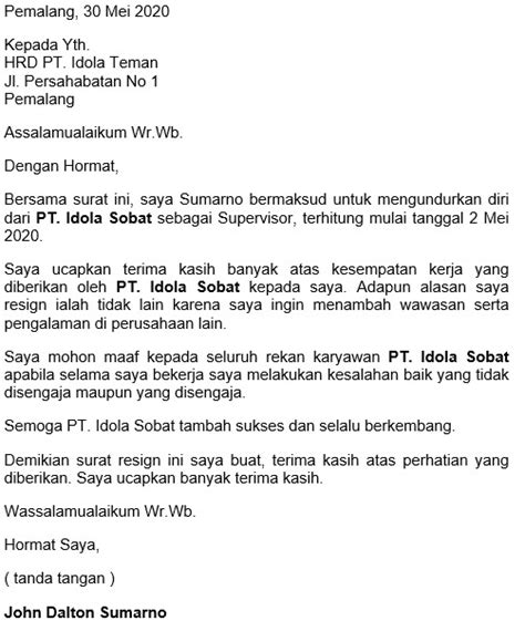 √ Cara Membuat Surat Resign Kerja Cocok Semua Profesi Pakar Dokumen