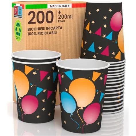 Lot De 200 Verres En Papier 200 Ml Écologiques Biodégradables Jetables