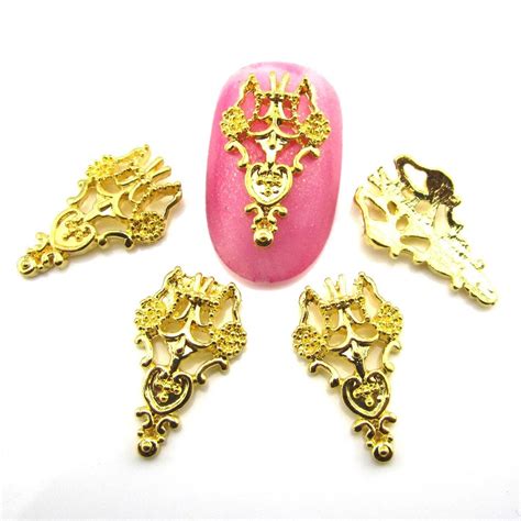 10pcs Alloy Nail Art Gold 3d Nails Decorations New Arrive Etsy