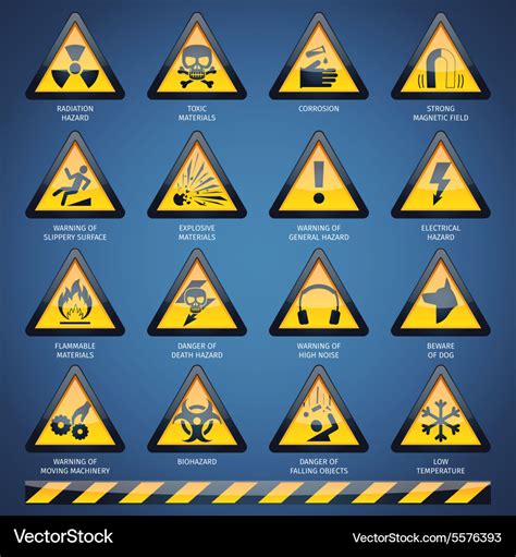 Hazard Signs Set Royalty Free Vector Image Vectorstock