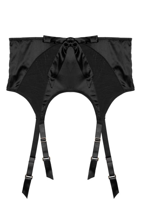 Etta Black Mesh And Satin Suspender Belt Playful Promises Usa