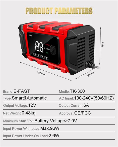 E Fast Smart Battery Maintainer Trickle Charger 12v 6a Intelligent Pulse Repair Lead Acid