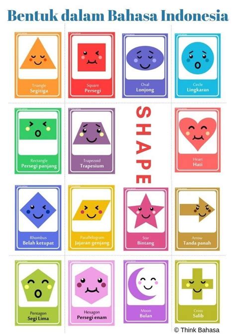 Indonesian Colour And Shape Flashcards 4 Sets Indonesian Colors