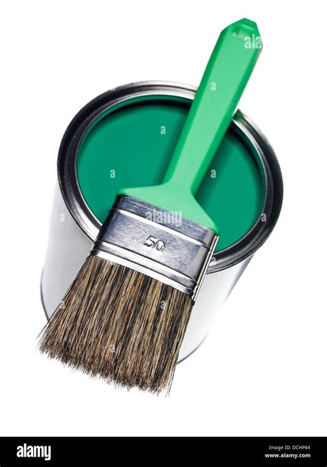 Green Paint Can And Brush Stock Photo Alamy