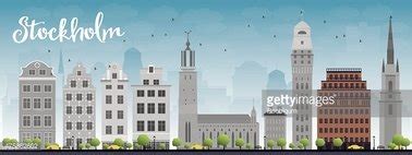 Stockholm Skyline With Grey Buildings And Blue Sky Stock Clipart