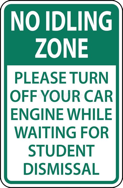 No Idling Zone Please Turn Off Engine Sign On White Background Stock