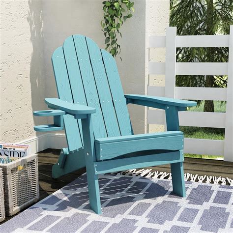 Lue Bona Foldable Plastic Outdoor Patio Adirondack Chair With Cup