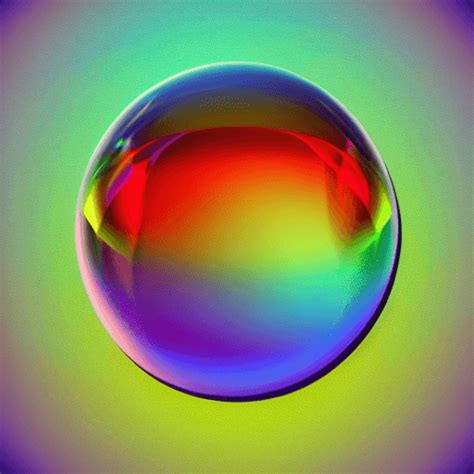 A Realistic Transparent Sphere In Rainbow Colors That Sparkles