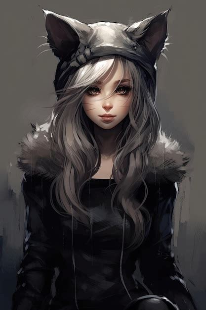 Premium Photo A Cartoon Of A Woman With Cat Ears