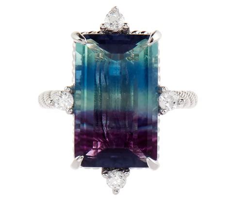 Judith Ripka Sterling Silver Bicolor Flourite Ring - QVC.com