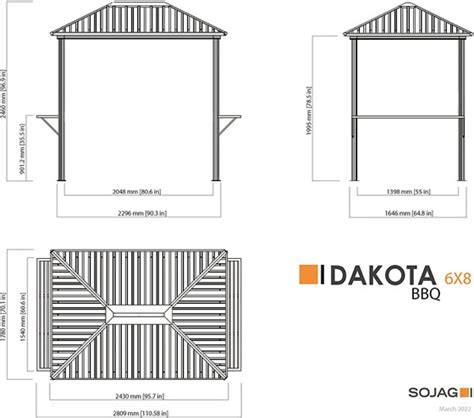 Sojag Dakota 6x8 Bbq Metal Gazebo Kit Black 500 9168792