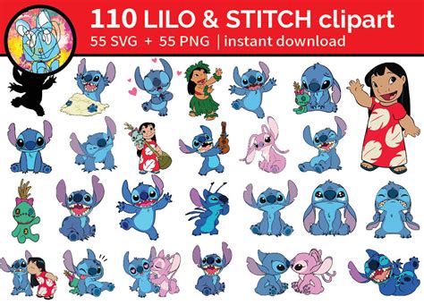 Lilo En Stitch Clipart SVG PNG Stitch SVG Print Svg Bundel Transparante