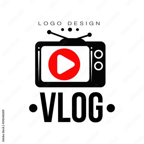 Creative logo for video vlog or channel. Emblem with red play button on ...