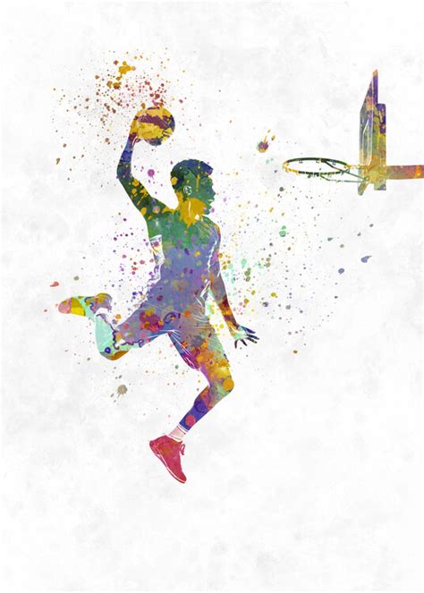 Wall Art Print Basketball Player In Watercolor Europosters