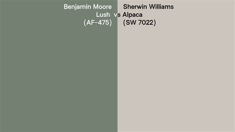 Benjamin Moore Lush Af 475 Vs Sherwin Williams Alpaca Sw 7022 Side By Side Comparison