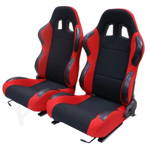 Black And Red Reclining Bucket Car Seats For Ford Fiestafusionrs Turbo