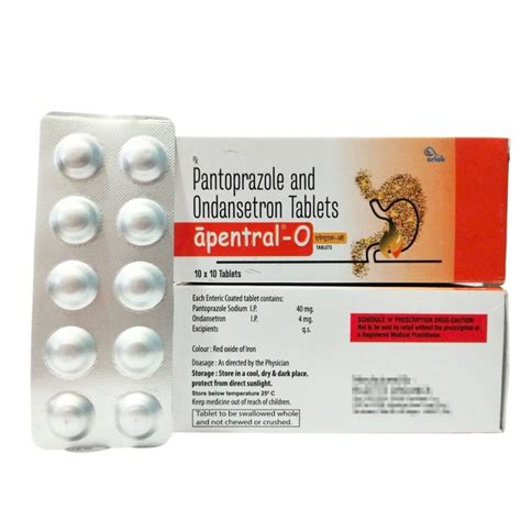 Pantoprazole 40 Mg Ondansetron 4mg Tablet Apentral O Tab Arlak