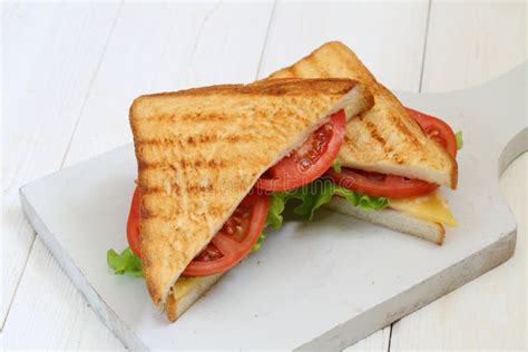 Sandwich with Cheese, Tomato and Ham Stock Image - Image of pork, leftovers: 182818285