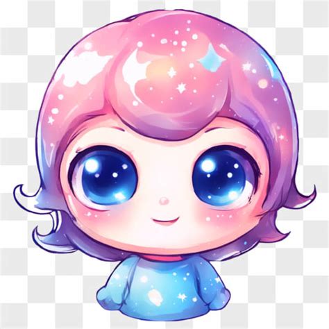 Baixe Garota De Desenho Animado Kawaii Olhos Azuis E Cabelos Rosa E