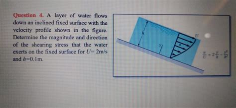 Solved Question A Layer Of Water Flows Down An Inclined Chegg