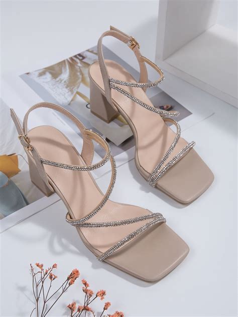 Apricot Glamorous Plain Strappy Embellished Women Shoes Summer Sandals