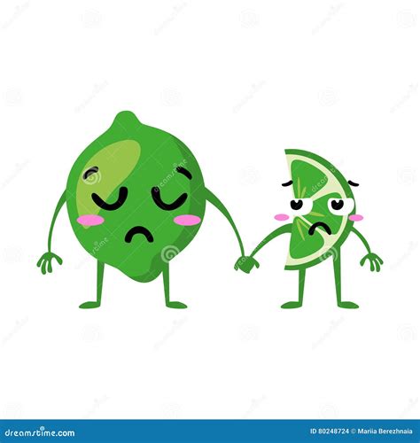 Lime Cute Fruit Vector Character Couple Isolated On White Background