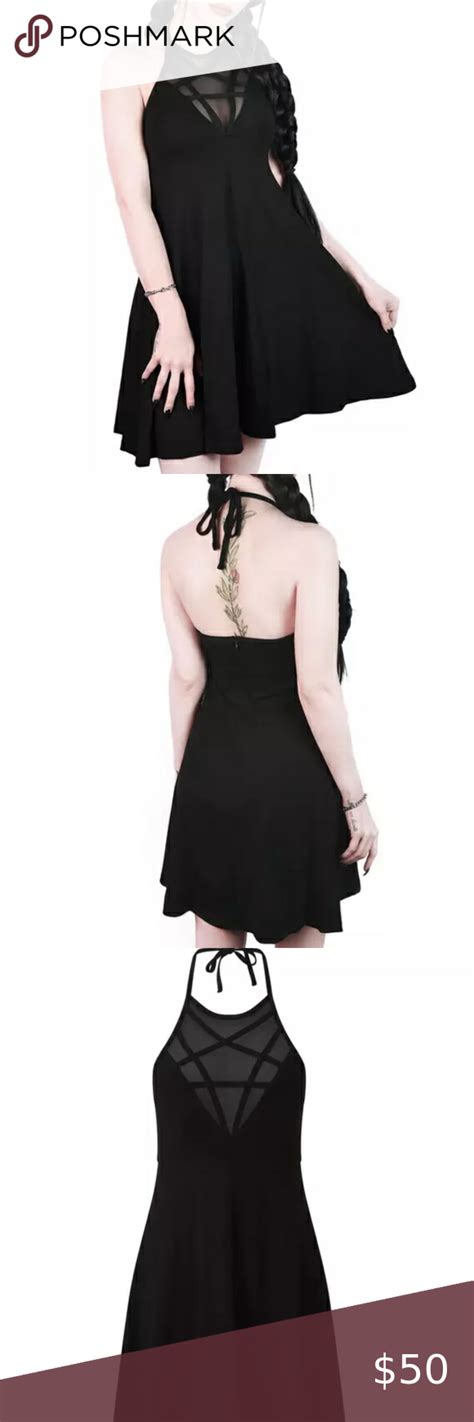 Killstar Hades Black Mesh Pentagram Halter Gorhic Sun Dress Xxl Nwt