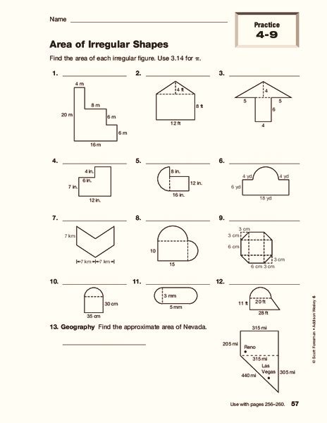 Area Of Irregular Shapes Worksheet