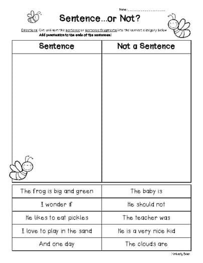Sentence Or Not A Sentence Sorting Center And Worksheet Practice Pack