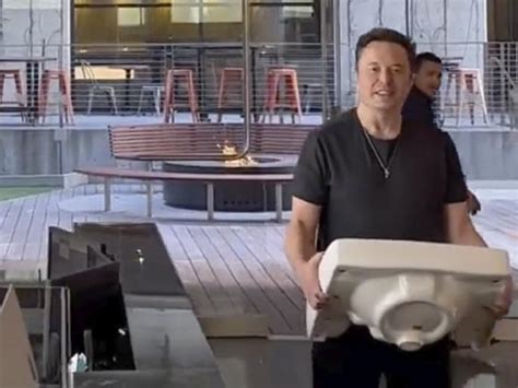 Elon Musk Visits Twitter Carrying Sink