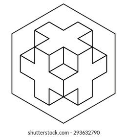 Necker Cube Icon Vector Line Drawing Stock Vector (Royalty Free) 293632790