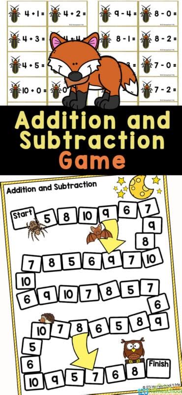 FREE Printable Subtraction Checkers Math Game