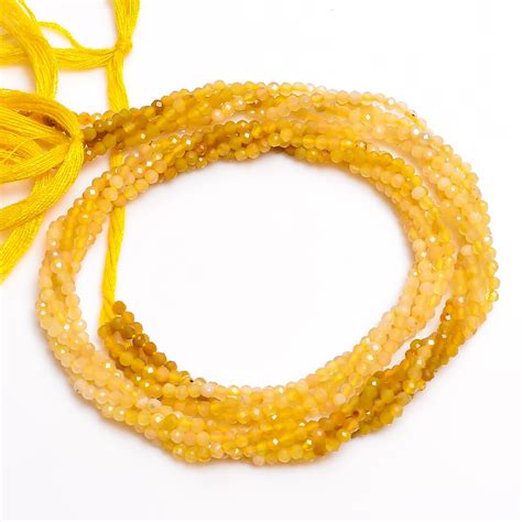 Natural Yellow Opal Shaded Beads Mm Natural Gemstone Micro