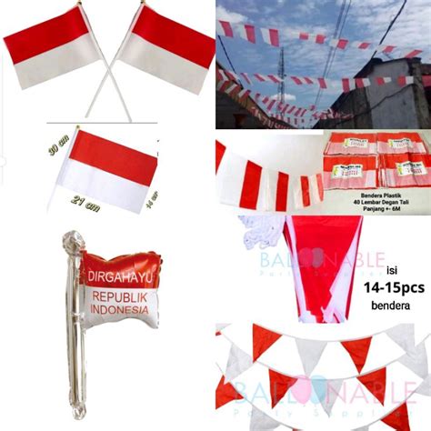 Jual Kiandaa Bendera Stick Merah Putih Plastik Kain Bendera Pawai 17 Agustus Umbul Umbul Pernak