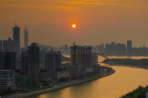 Wuhan City Sunrise Skyline Scenery in Summer Stock Photo - Image of ...