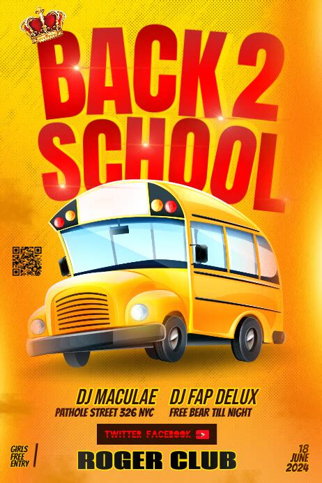 Orange Maximalist Back 2 School Party Poster Template Postermywall