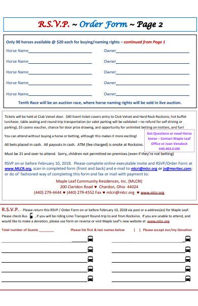 Free 50 Rsvp Forms In Pdf Ms Word