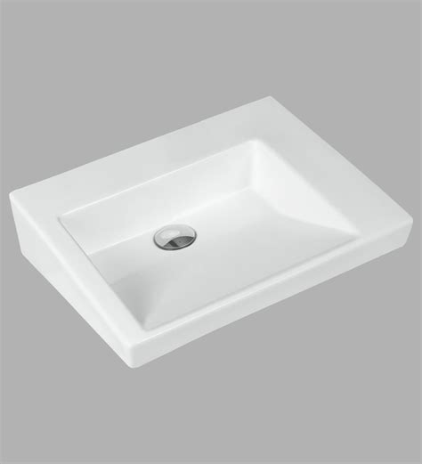 Buy Rectangular Shape Ceramic White Wall Mounted Wash Basin L W