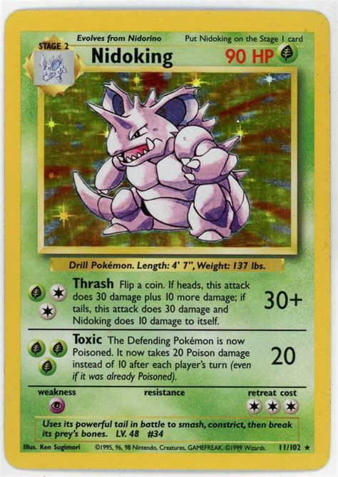 Pokemon Nidoking Holo Rare Base Set 11102 Froggers House Of Cards