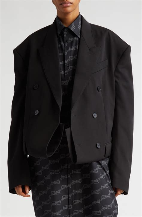 Balenciaga Double Breasted Folded Oversize Wool Jacket In Black Lyst