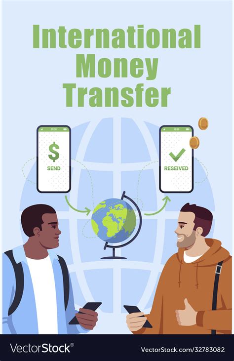 International Money Transfer Poster Template Vector Image