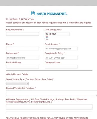 Service Vehicle Requisition Form Template Jotform