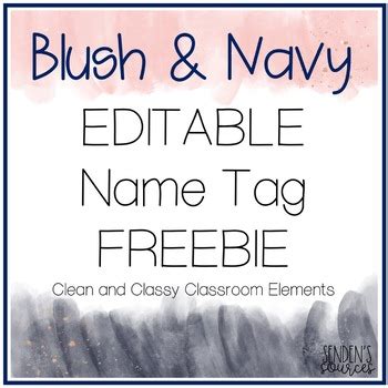 Blush And Navy Editable Name Tags Freebie By Crafty Curriculum Tpt