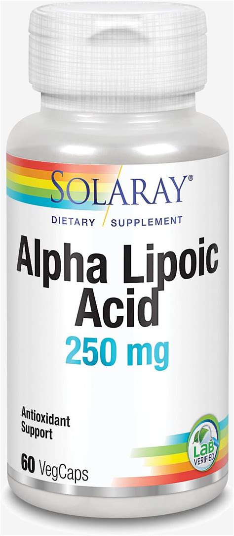 Preparat Medycyny Naturalnej Kwas Alpha Liponowy Solaray 250 Mg 60 Kaps